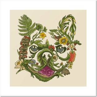 Botanical French Bulldog Posters and Art